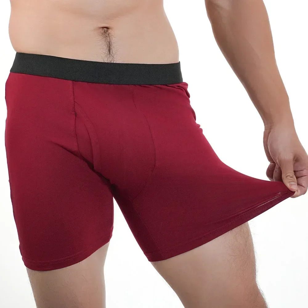 Men Mid-Long Boxer Shorts Sport Underwear Cotton Underpants Sexy Boxershorts Breathable Panties Large Boxers Hombre Mens Gifts 250303