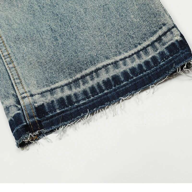 UPRAKF Straight-Leg Streetwear Ripped Jeans Basic High Street Light Color Casual Pocket Denim Loose Fashion