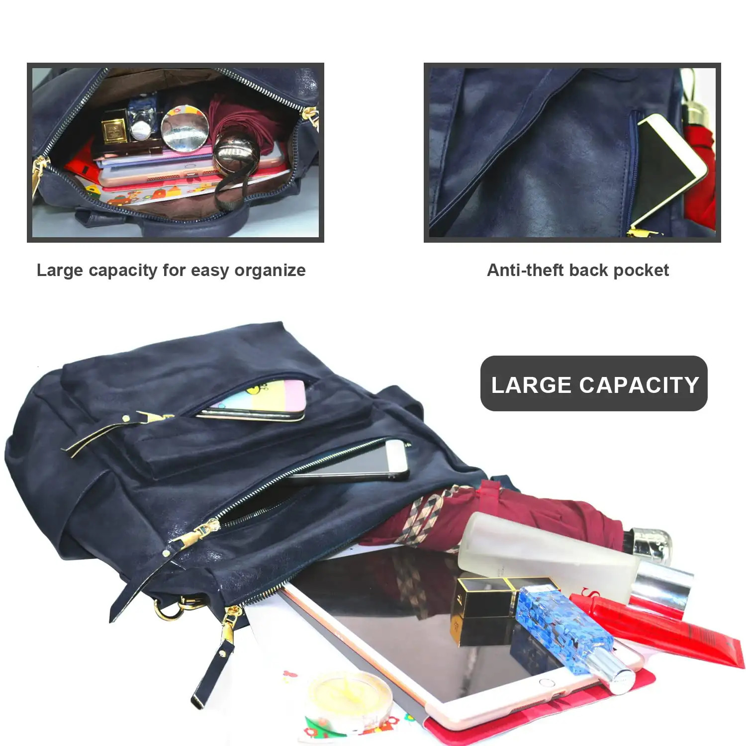 Ship from US Shoulder Bag Leather Women Backpack School and Womens Fashion Purses Multipurpose Design Handbags 250304FBB