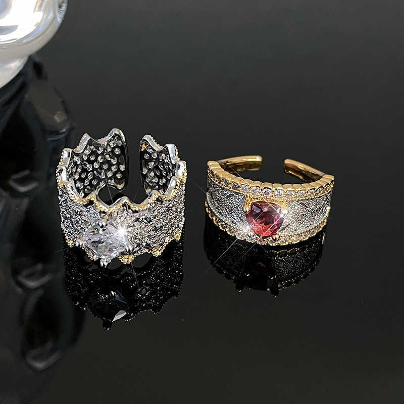 Couple Rings Italian Bratila Silk Weaving Craft Ring with Hollow Design Full Diamond Two tone Gold Ring H25303