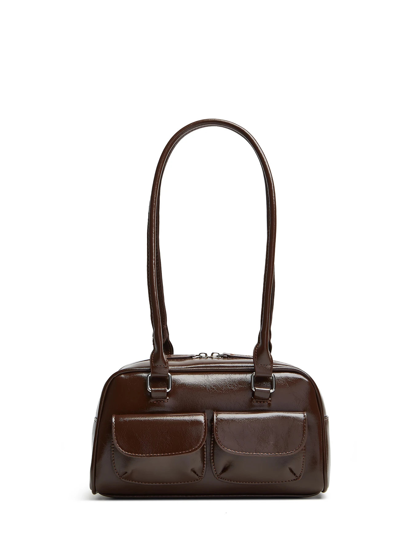 Lux Trendy Street Standoil Korea ner Bowling Box Handbag for Women Boston Tote Bag Pu Leather Female Accessory 250303