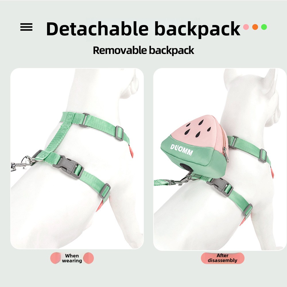New pet leash vest type self-backpack small puppy dog chest strap walking dog rope spot wholesale