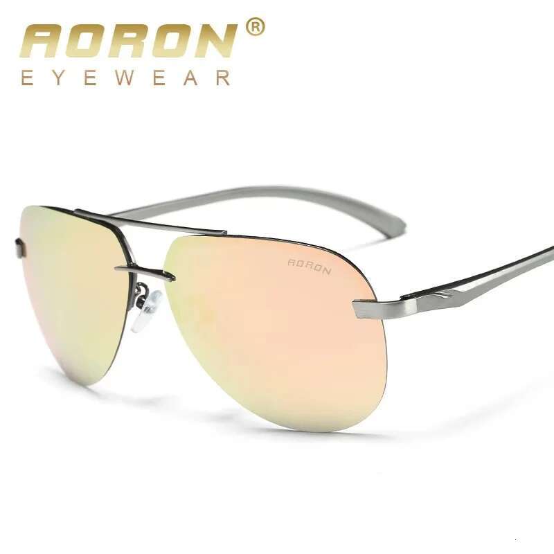 AORON Polarized Men Brand Design Sun Glasses Aluminum Leg Mirror Lens Sunglasses for Men/women