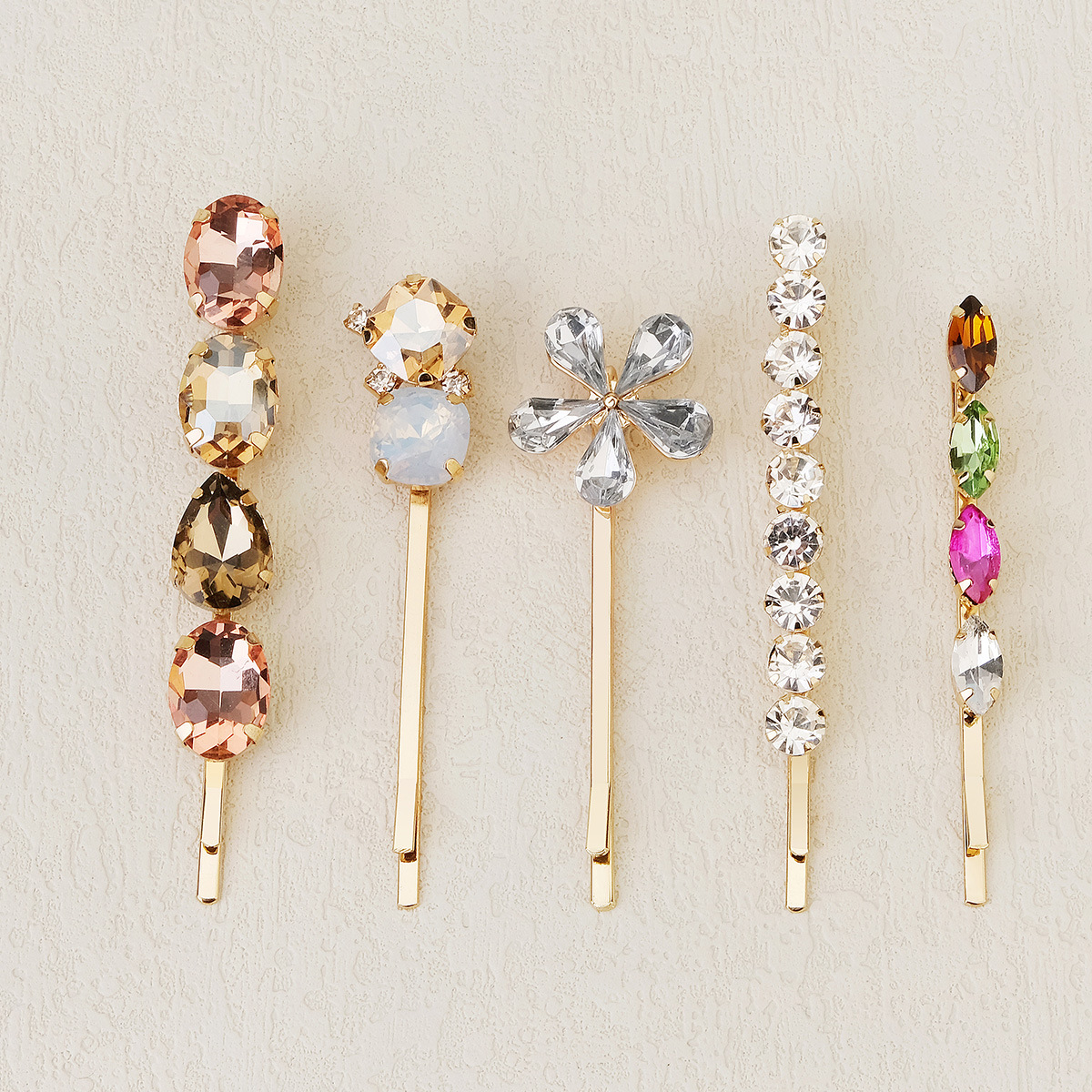 3pcs 7pcs/lot Sweet Hairpins For Women Cubic Zirconia Rhinestone Gems Side Clip Word Folder Barrettes Fine Jewelry Elegant Bridal Wedding Accessories