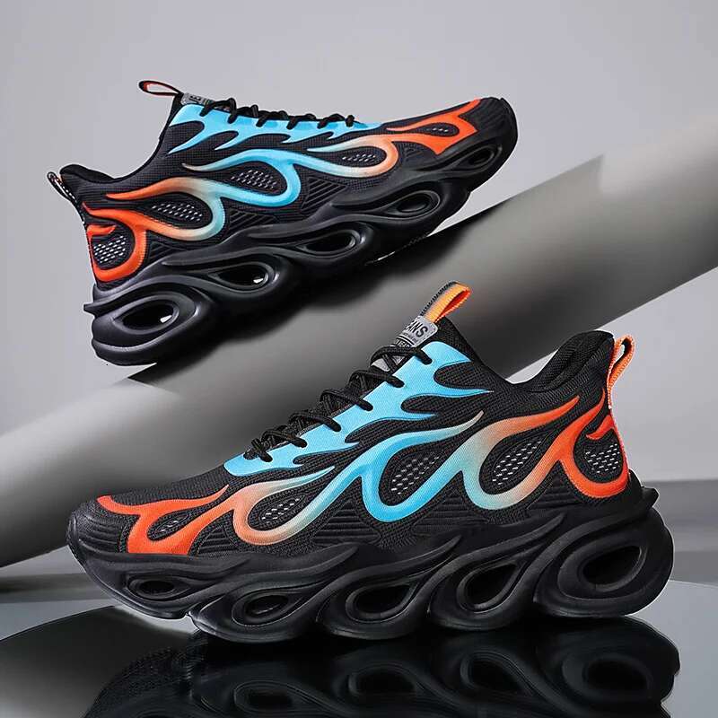 Mens Running Big Size Outdoor Sports Breathable Flat Soft Cushioning Walking Shoes 2025 Trendy Mesh Sneakers Man