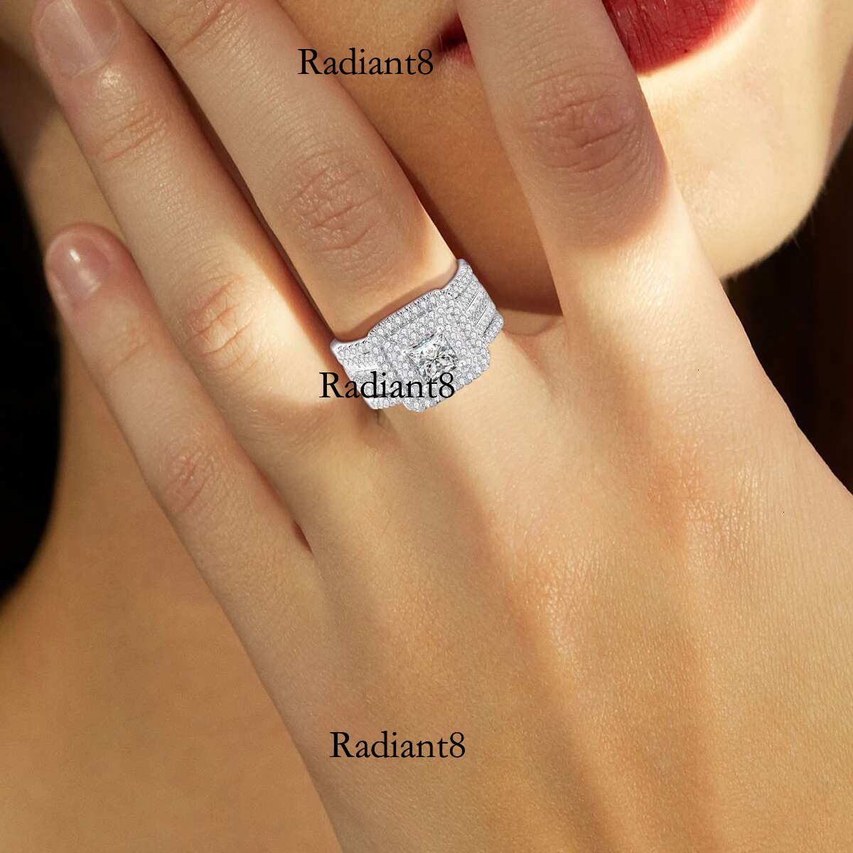 2PCS Moissanite Rings Set Certificate Wedding 100% Sier Brand Designer Engagement Jewelry For Women Wholesale