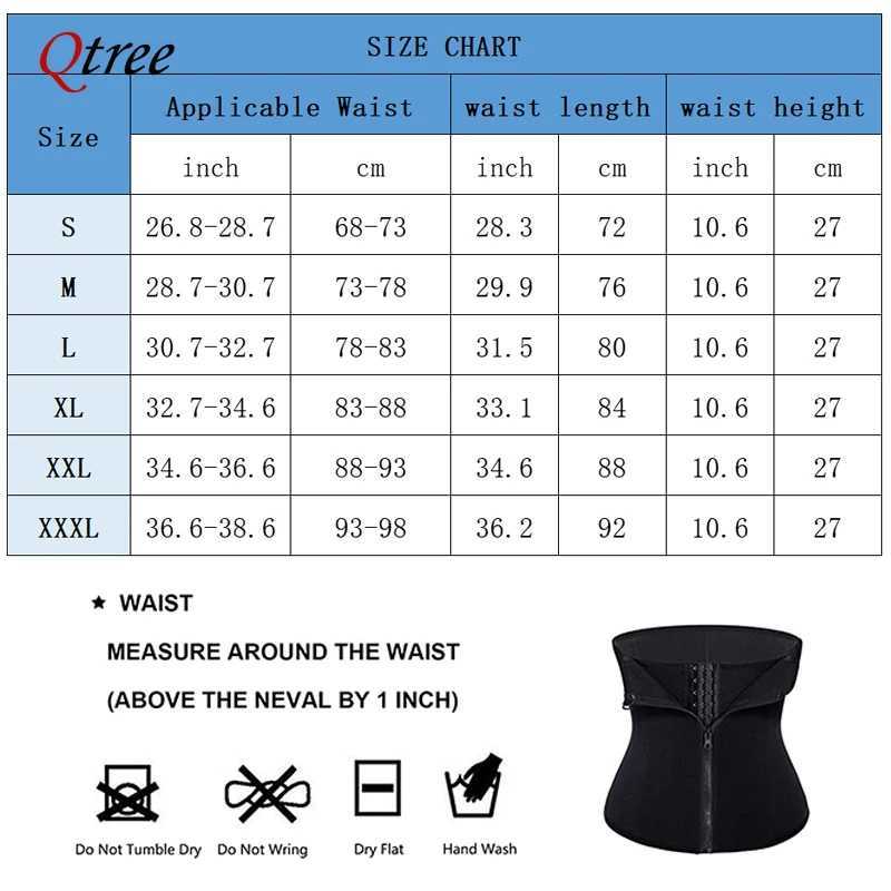 Qtree Waist Trainer for Women Corset Belly Cincher Tummy Control Bustier Shapewear Slimming Body Shaper Neoprene Workout GirdleXJ250304