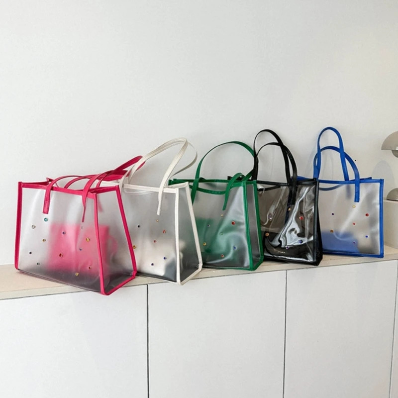 2pcs/set Fashionable Transparent Shoulder Bag for Ladies Great for Beach Trips Daily Commutes and Shopping 250305