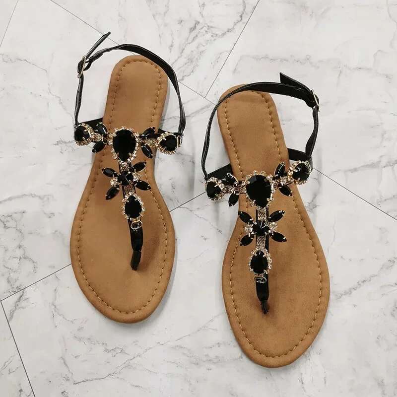 New Sandals 2025 Women Gladiator Summer Dia Buckle Fashion Female Sandal Roman Rhies Flat Woman's Casual Shoes