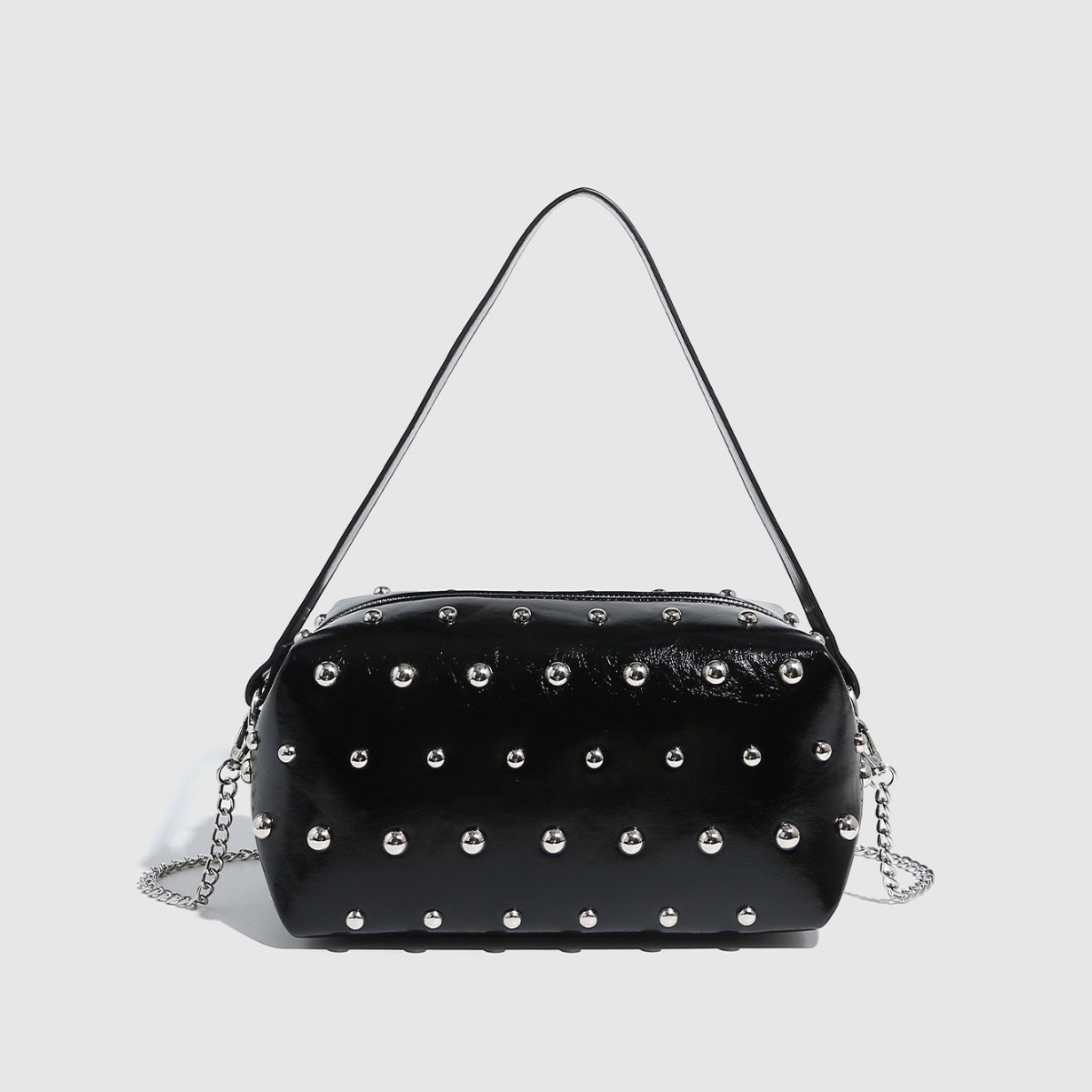 Women's Fashion Handbag with Chain Shoulder Strap - Tote Bag & Bowling Messenger Style