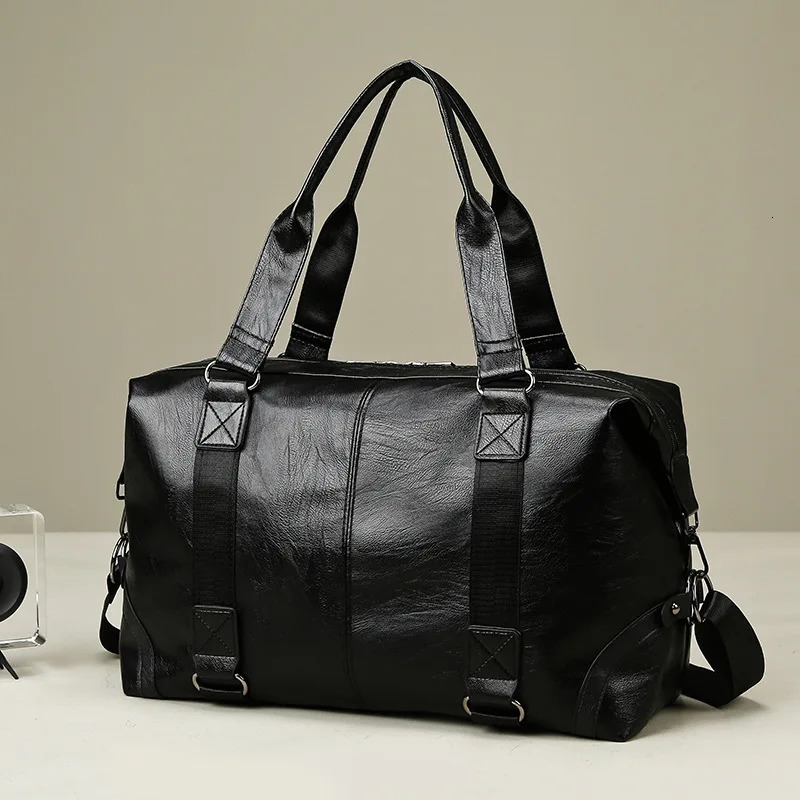 Mens Business PU Travel Handbag Soft Leather Texture Shoulder Bag Sports TrainingLarge Capacity Handheld Crossbody 250303
