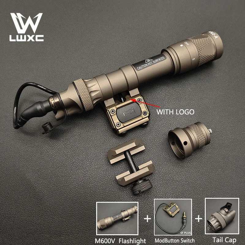 Tactical M300V M600V D white strobe flashlight set with hunting gun light SF plug Modbutton switch and tail light suitable for 20MM railXJ250303