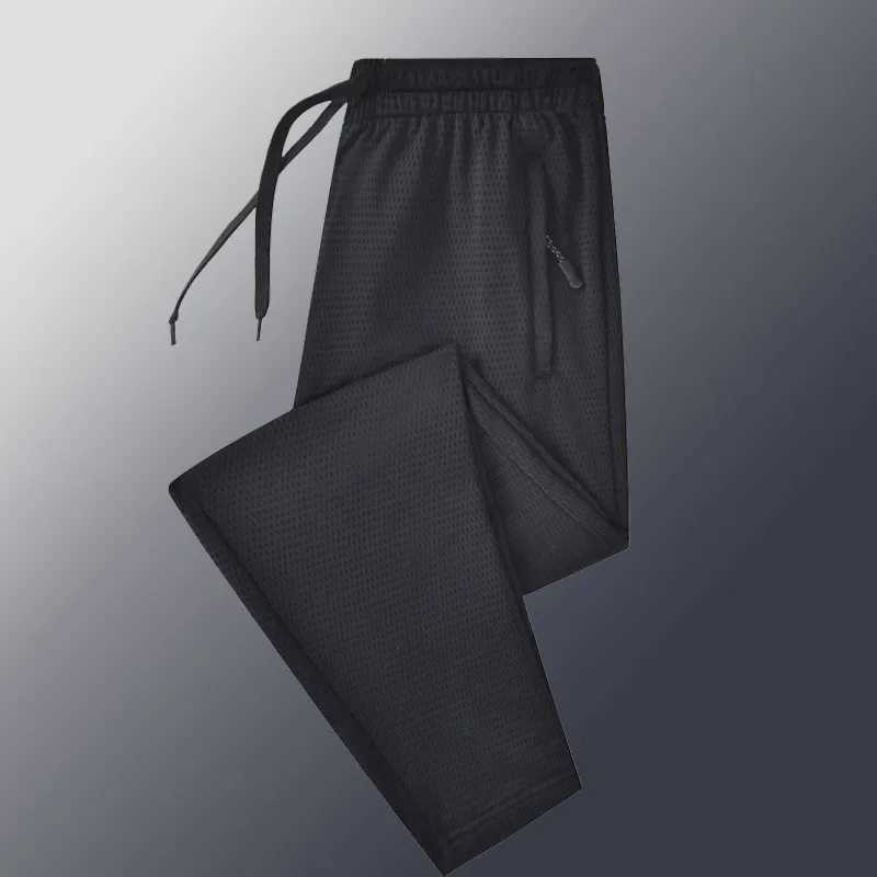 Ice silk pants for mens summer trend new thin and fast dry air-conditioned pants with mesh toe binding casual pantsXJ250303