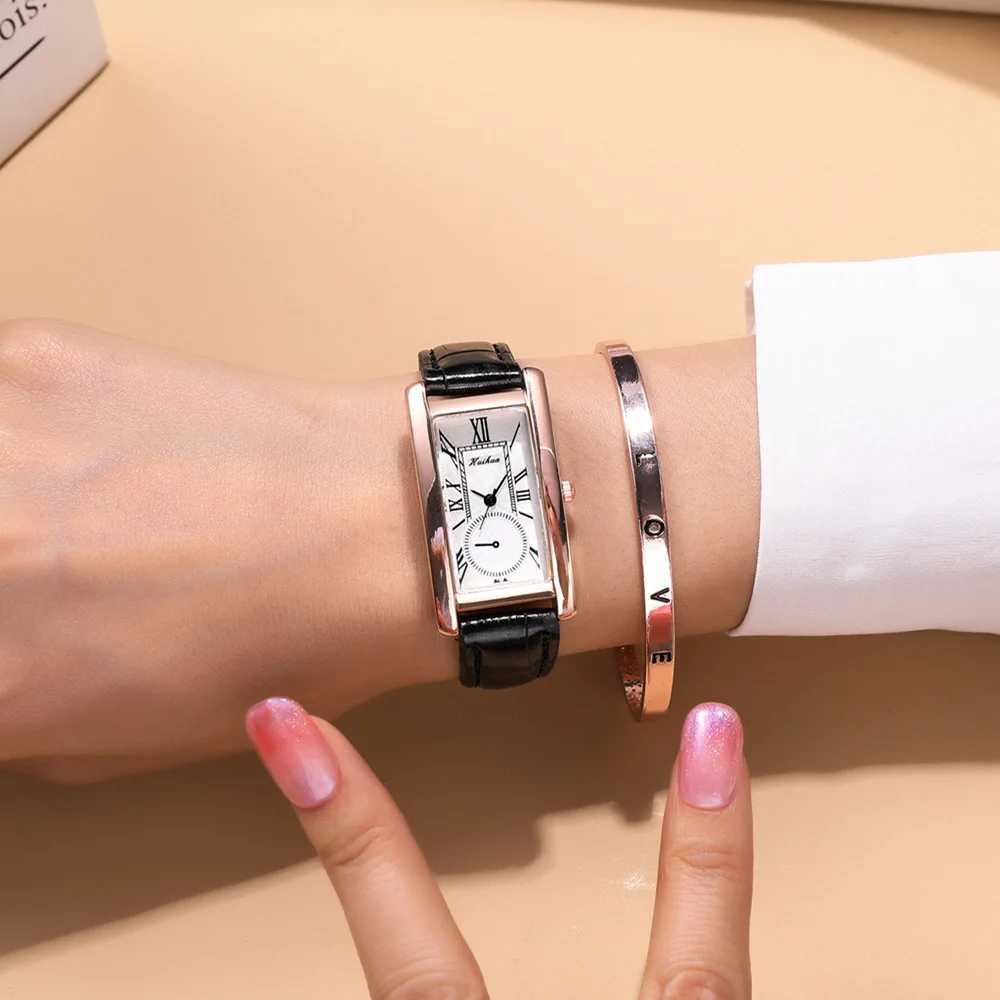2023 New Fashion Thin Belt Womens Rectangular Quartz Leisure Roman Scale WomensXJ250304