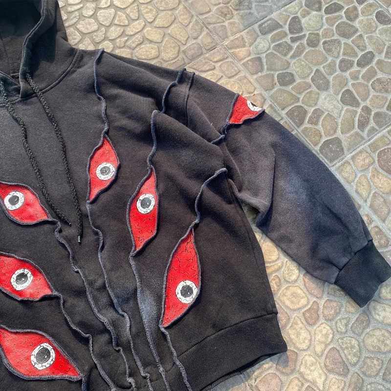 hip-hop streetwear Gothic casual printed pattern mens fashion hoodie Harajuku womens punk creative retro niche Y2K hoodie 250303