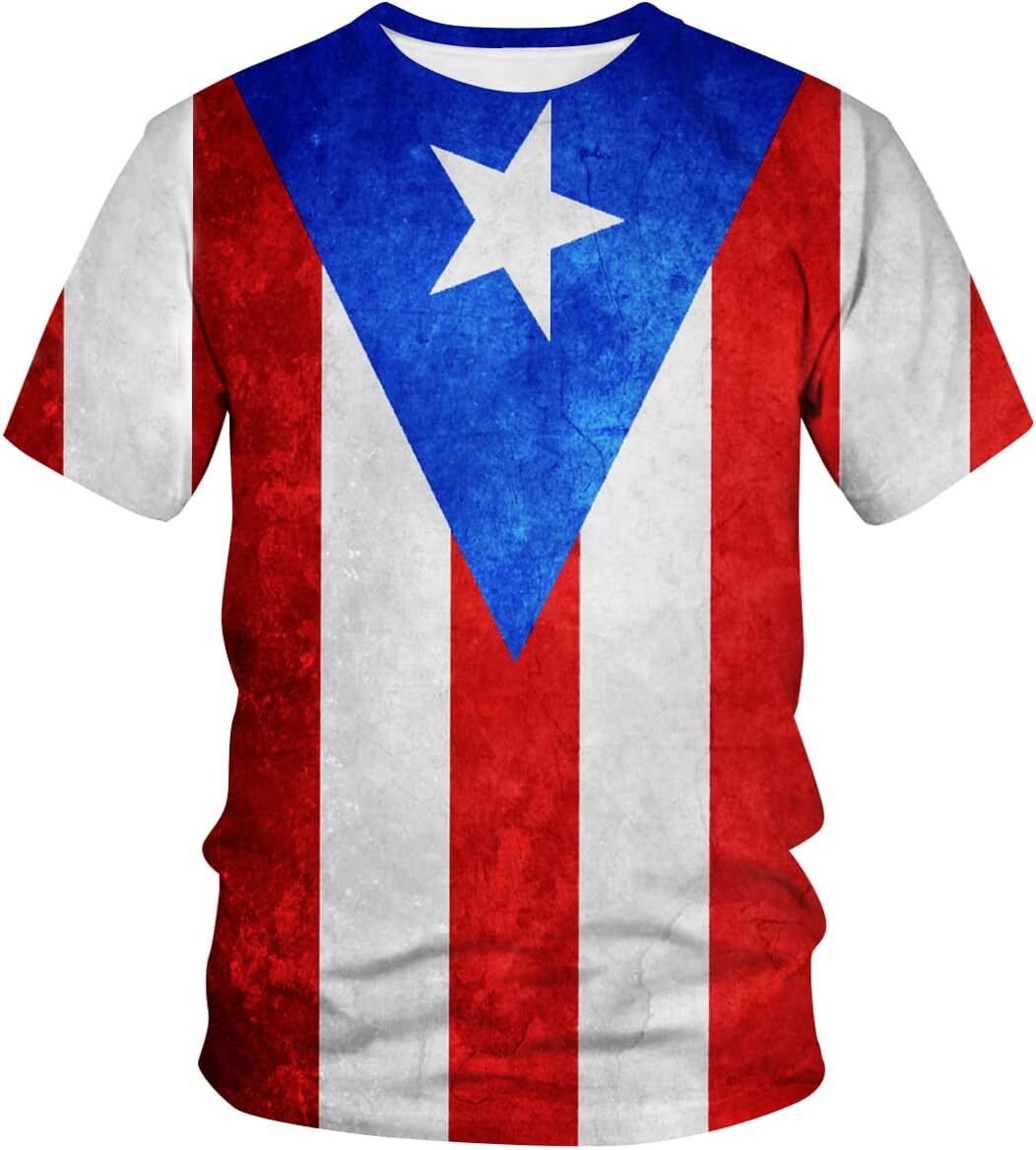 Mens T shirt Puerto Rico T-Shirt Puerto Rican Flag Graphic Novelty Tee tee Casual tops summer clothes cool