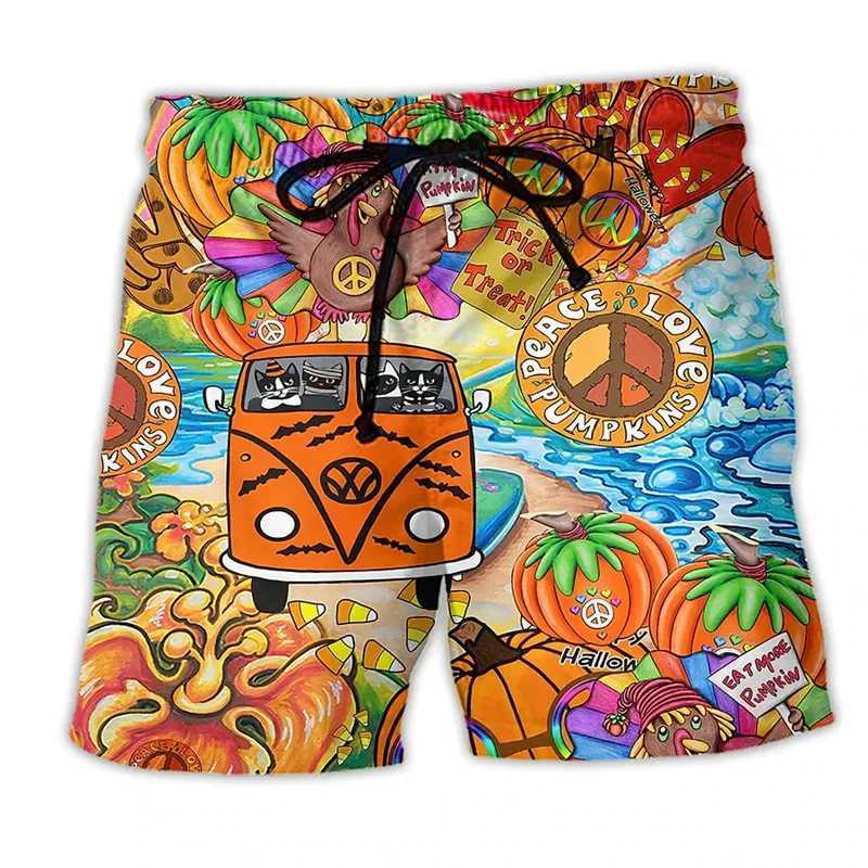 Colorful Graffiti 3D Printed Surfing Board Shorts Cool Summer Street Hip Hop Swim Trunks For Men Kids Vacation Beach ShortsT250304