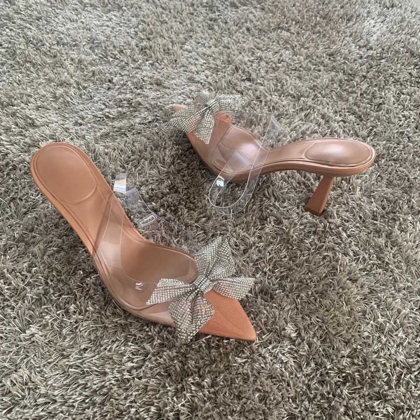 Wens High H Slipper Summer Shoe Luxury Bow-knot Rhine Slingbacks Sandals Fem Sexy Party Wedding pumps Sandal Shoes Z250304