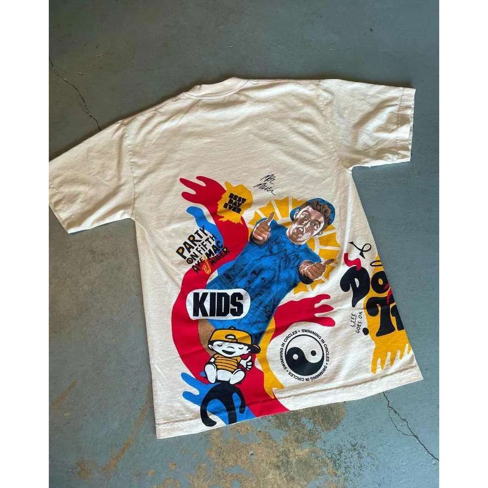 Summer American New Trend Portrait Lettering Print Round Neck T-Shirt Men Y2k Haruku Goth Fashion Casual Loose Shirt