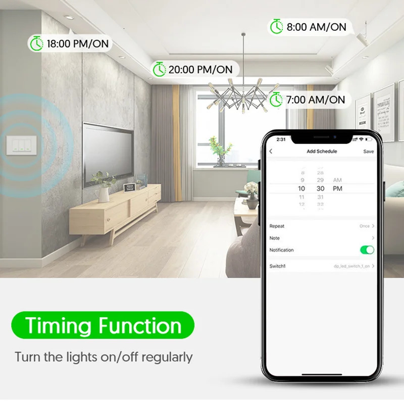 Milfra Smart Wifi Switch Neutral Wire Optional Intelligent Wall Button Light Switches AC100-240V Tuya APP Voice Control by Alexa 250303