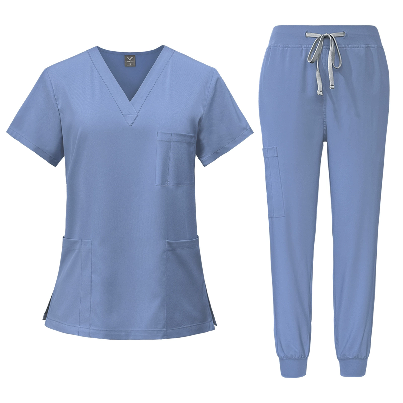 Women's Two Piece Pants Men's and women's quick drying short sleeved V-neck workwear