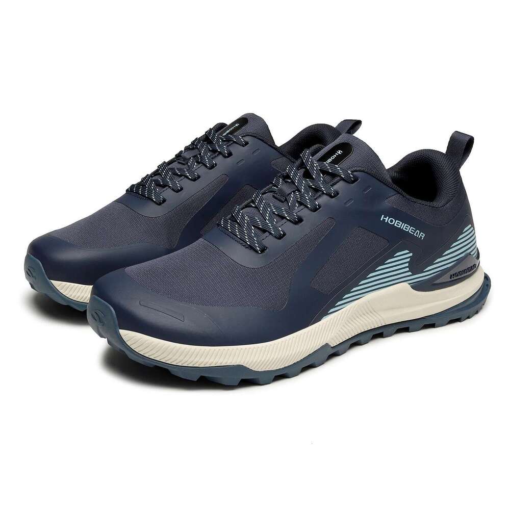 HOBIBEAR Unisex Hiking Walking Men Women Artificial Leather Lace-Up Shoes Non Slip Travel Running Sneakers