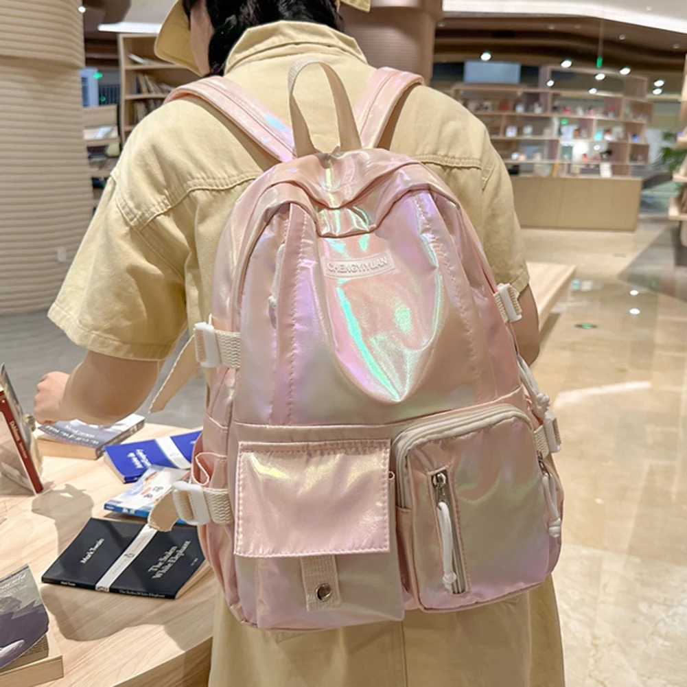 Ship from US Women School Backpack MultiPocket Campus Large Capacity Nylon for Middle High Students 250304FBB