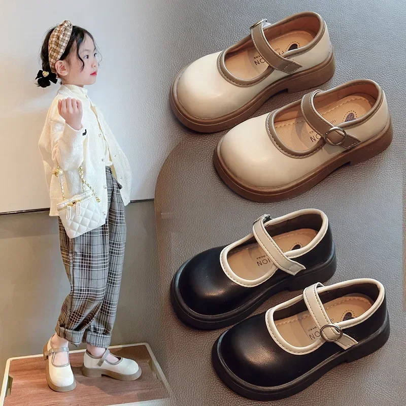 Girls PU Leather Shoes Princess Spring Black Softsoled Children Kids Loafer Size 2136 Footwear 250303
