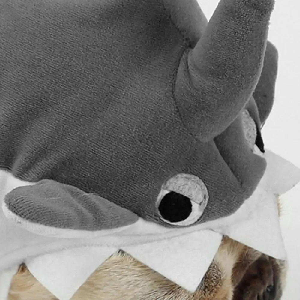 Pet Plush Shark Hat Halloween Costume Cute Funny Dog Cat Toy Chew Hat Adjustable Adorable Cat Cap Puppy Dress Up Kitten Outfits