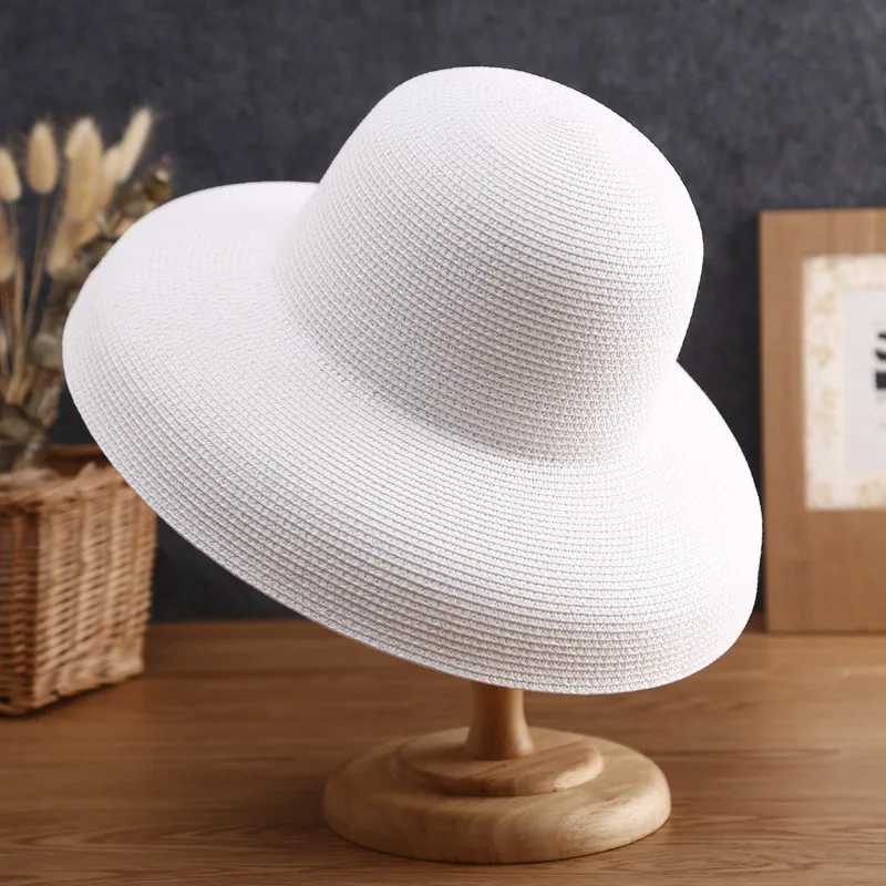 Summer Orange White Big Brim Bucket Hat Str Hat French Hepburn Hood Childrens Hat Sun Hat Sunscreen Beach HatXJ250304