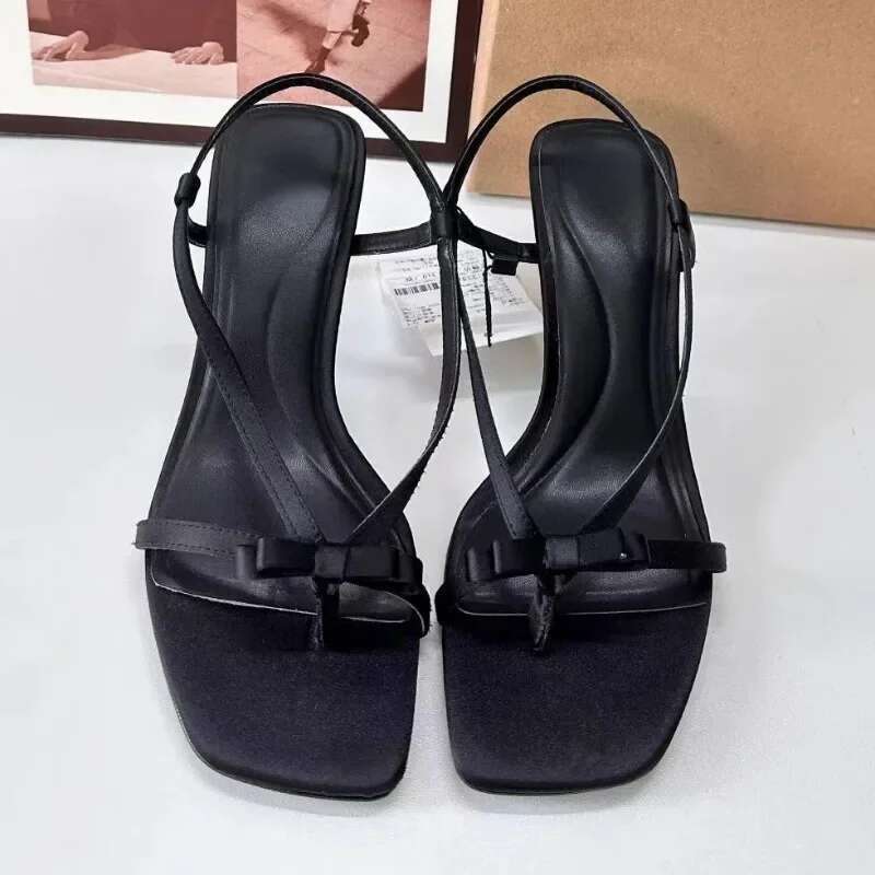 Heels Trendy High Women's Sandals 2025 Summer Open Toe Good Quality Black Bow Sexy Stilettos Leisure Ladies Shoes