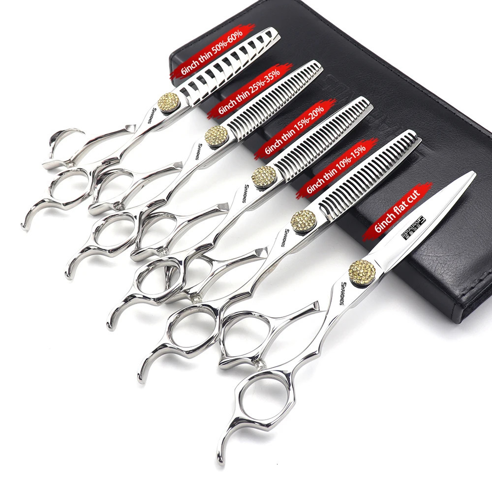 6/7 inch barber scissors Genuine 440C Japanese Steel Hair Scissors Left Handle Hairdressing Scissors Right Handle Barber Shears 250304