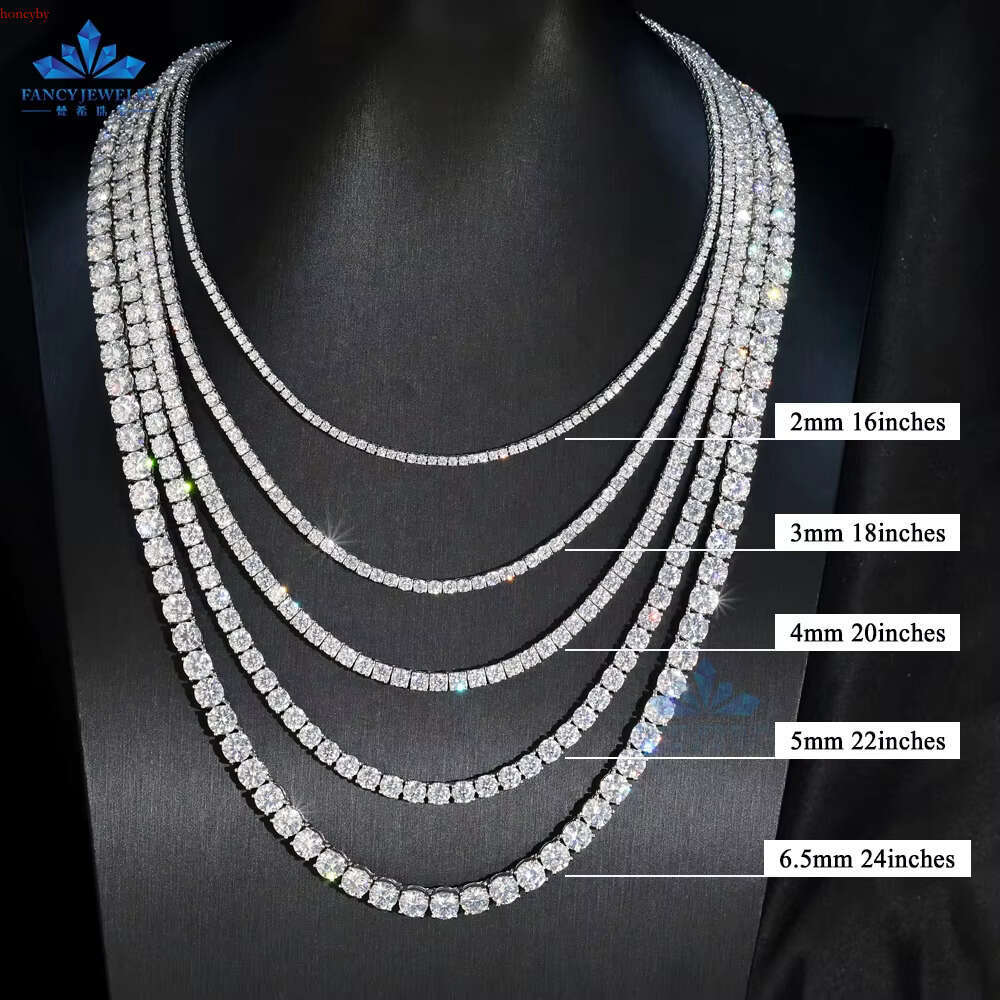 Cheapest Price Hip Hop Sterg Sier 2mm 3mm 4mm 5mm 6.5mm VVS Dia Necklace Moissanite Tennis Chain