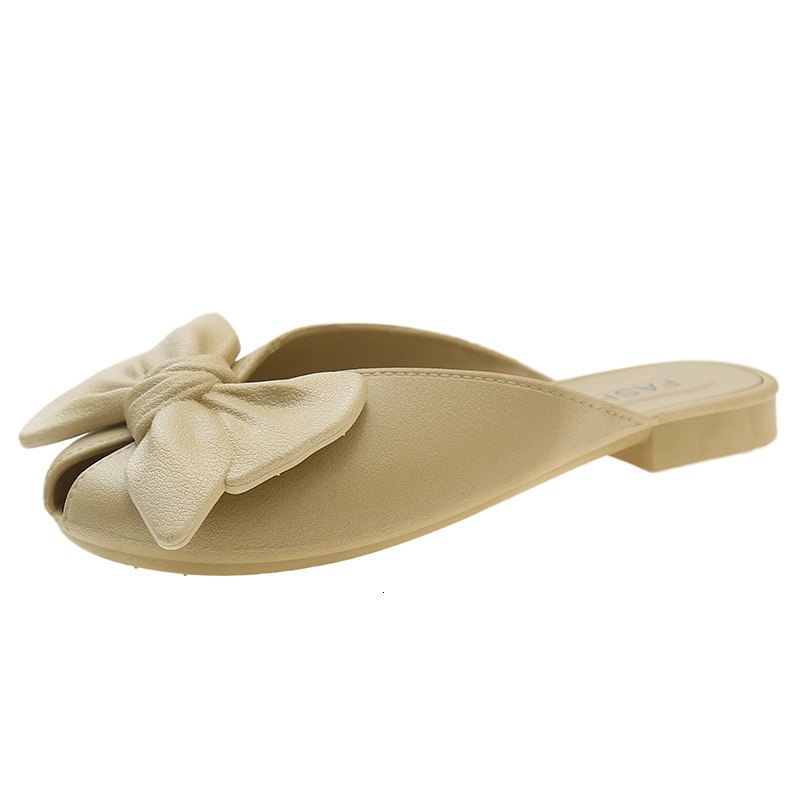 2025 New Fashionable Butterfly Head Half Slippers Suitable for Women's Outdoor Wear Designer Women's Summer New Korean Flat Bottom Soft Bott