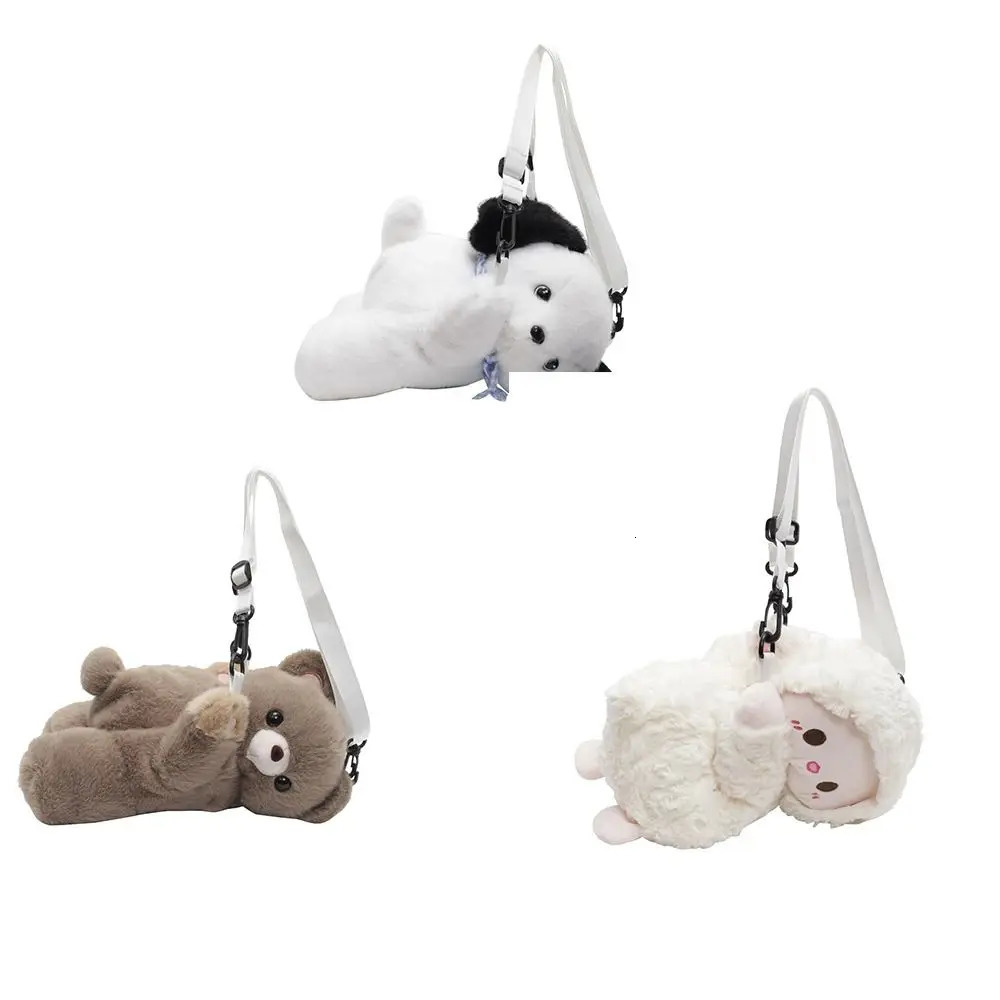 Korean Style Plush Animal Backpack Doll Toy Soft Stuffed Animal Shoulder Bag Adjustable Strap Bear Sheep Crossbody Bag Outdoor 250303
