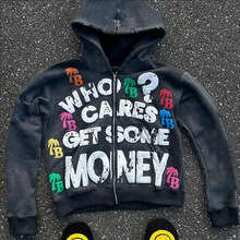 Personalized 3D printed hooded cardigan with high street Harajuku loose fitting unisex hoodie top