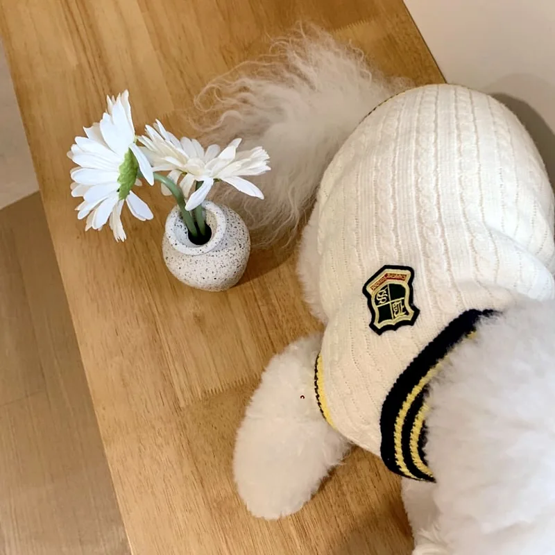 Fashion Pet Sweater Dog Academy Knitted Vest Teddy Bear Little Cat Yorkshire Pomeranian Small Puppy Warm Winter Puppy Clothing