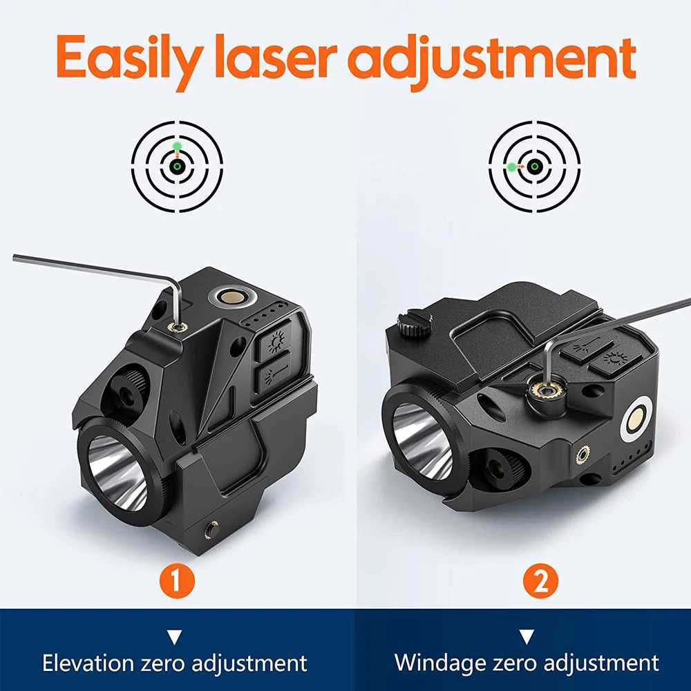 500 Lumens Pistol Light Weapon Light with Green Laser Gun Light Handgun Light Tactical Flashlight Charging for ShootingXJ250303