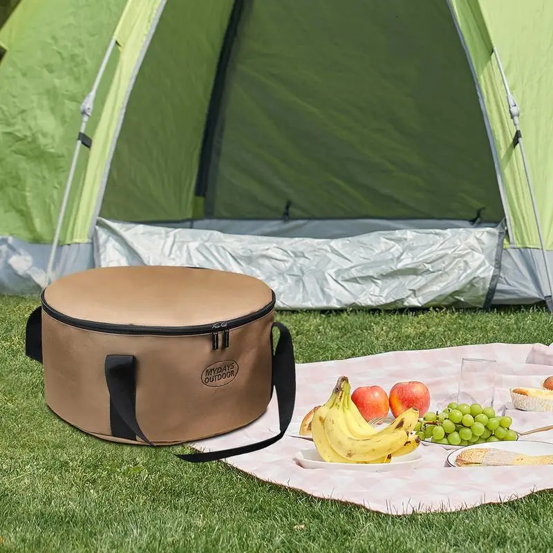 Ship from US Camping Bag Cutlery Pouch Utensil Organizers Portable Pot with Zipper Large Capacity for Picnic Storage 250304FBB