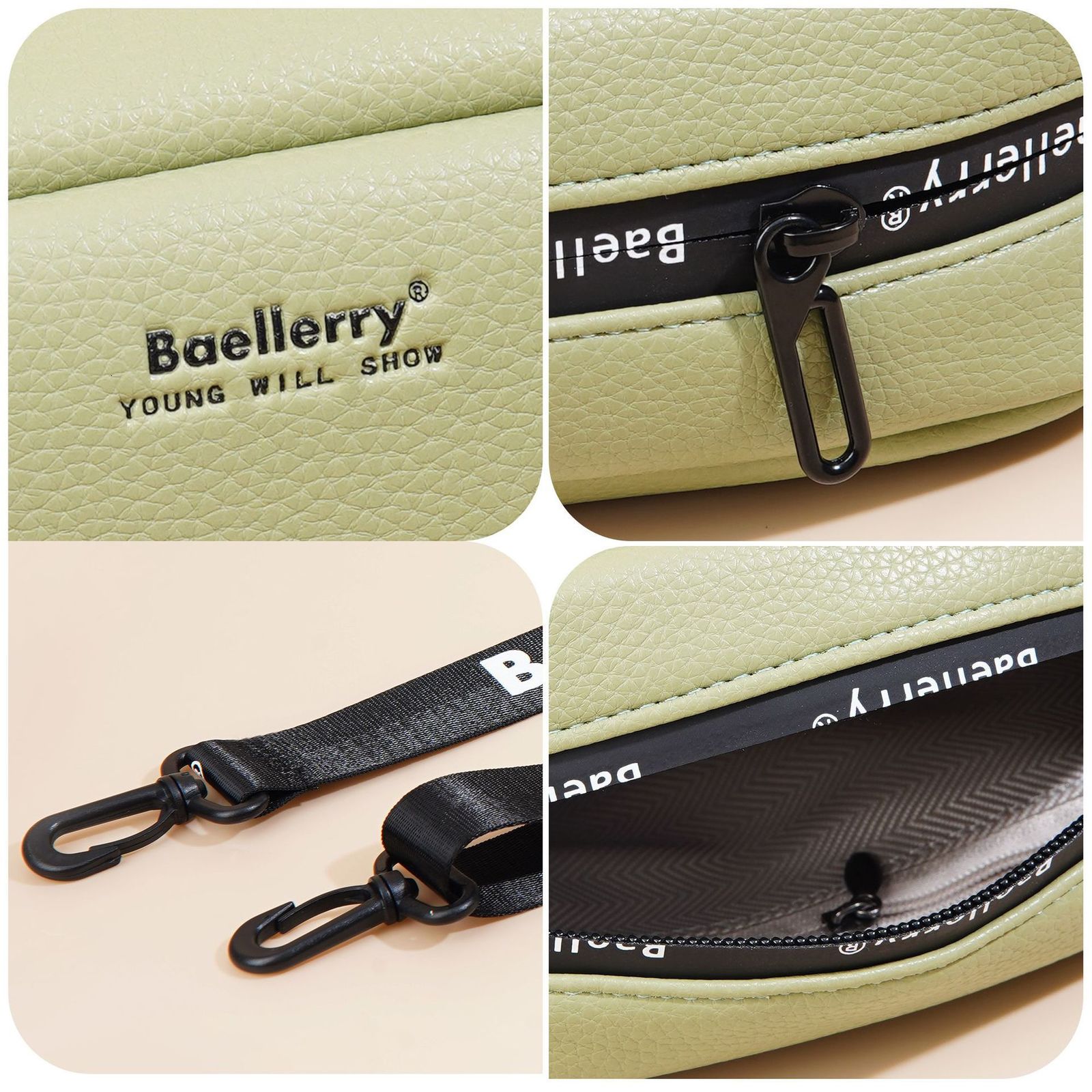 Baellerry womens wallet fashionable lychee pattern solid color shoulder bag large capacity high-end small square bag 250304