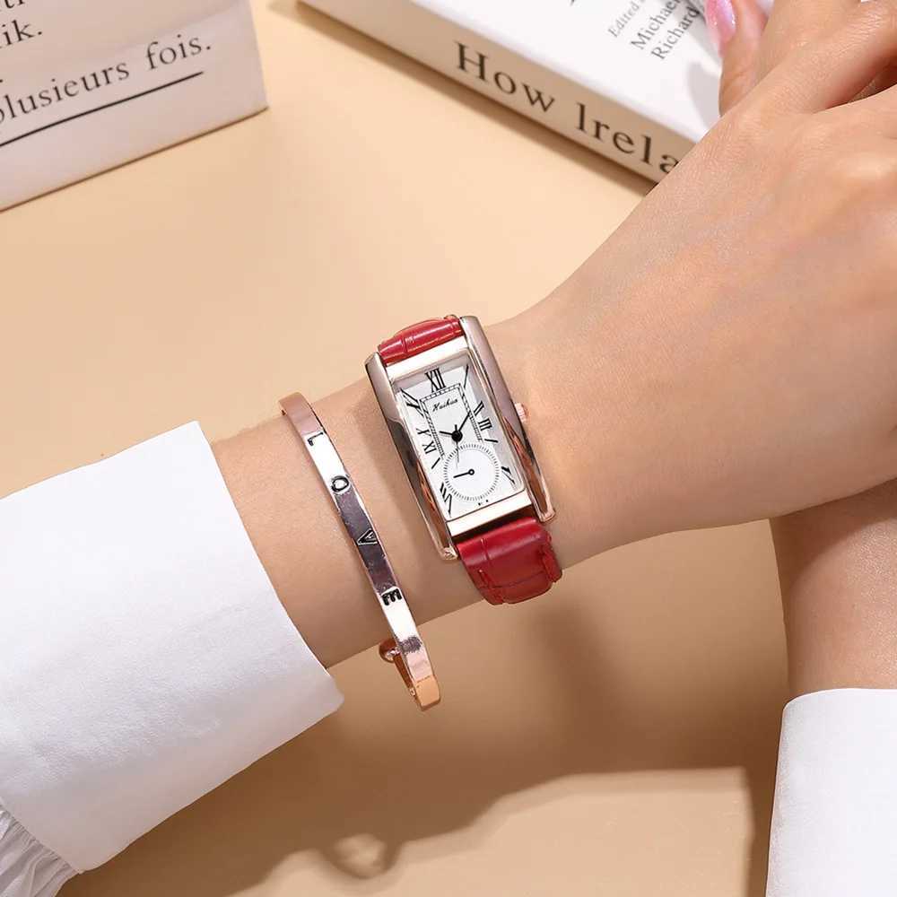2023 New Fashion Thin Belt Womens Rectangular Quartz Leisure Roman Scale WomensXJ250304