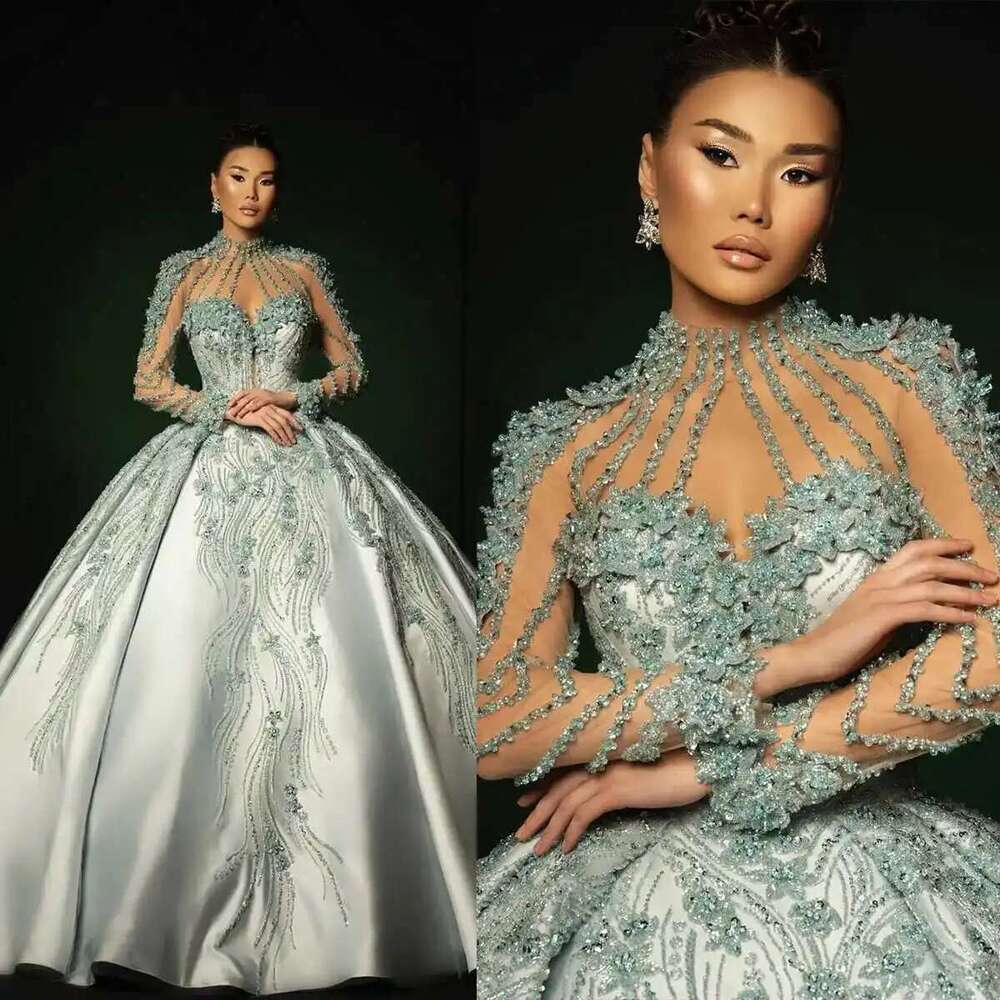 Add to List Custom Evening Dresses With Sequins Illusion Satin Sweep Train Zipper prom Ball Gown