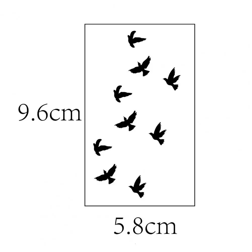Unisex Sticker Body Art Black Tattoo Waterproof for Sexy Removable Flying Bird Transfer 250219