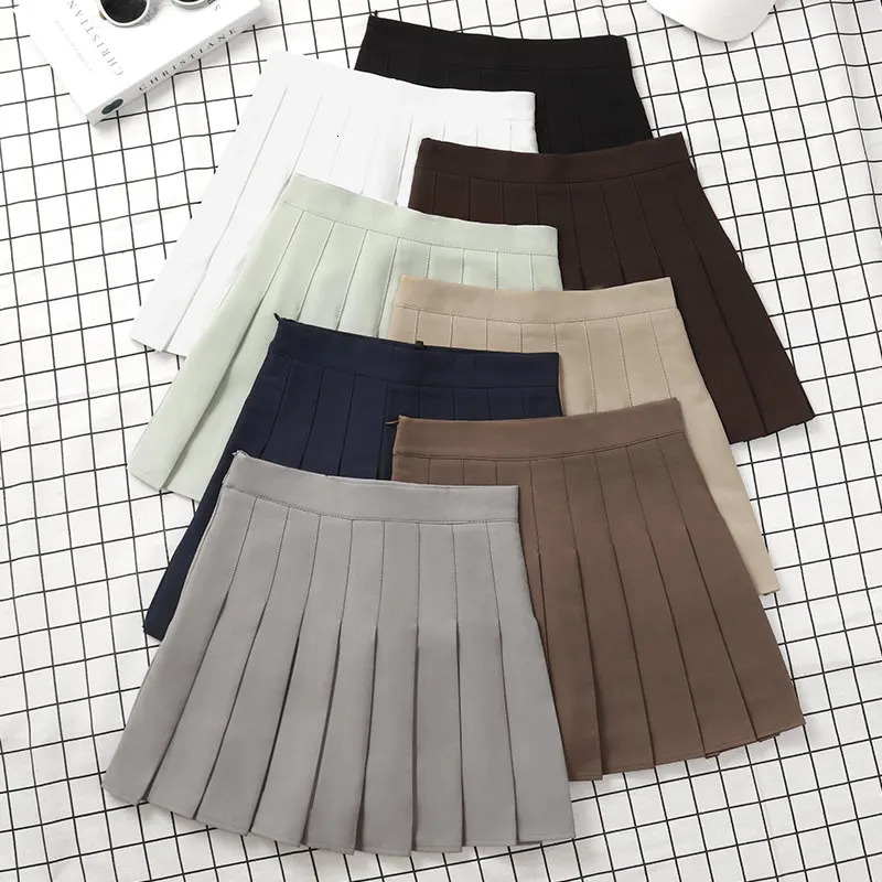 Brown Skirt Ladies Summer Clothes Womens High Waist Harajuku Korean Style Black Mini Pleated Skirt For School Girl Uniform 250304