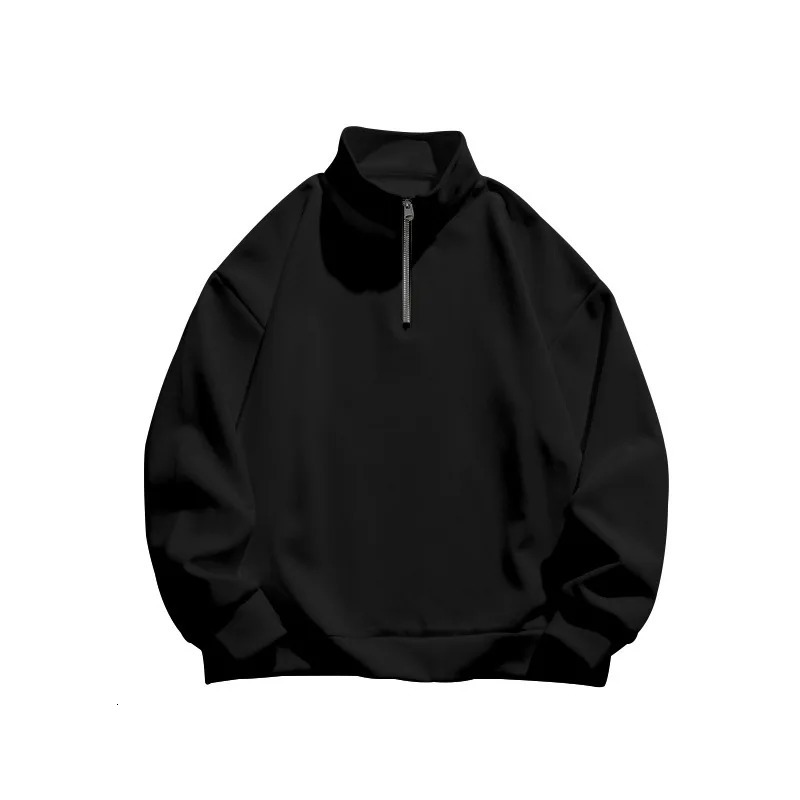Autumn and winter mens fleece sweatshirt standup collar half zipper long sleeve crossborder European trend top 250304