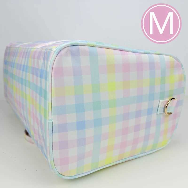 Nylon Waterproof Duffle Bags Travel Handbag Rainbow Gingham Travel Bags Custom Woman Large Fitness Yoga Handbags Y250304