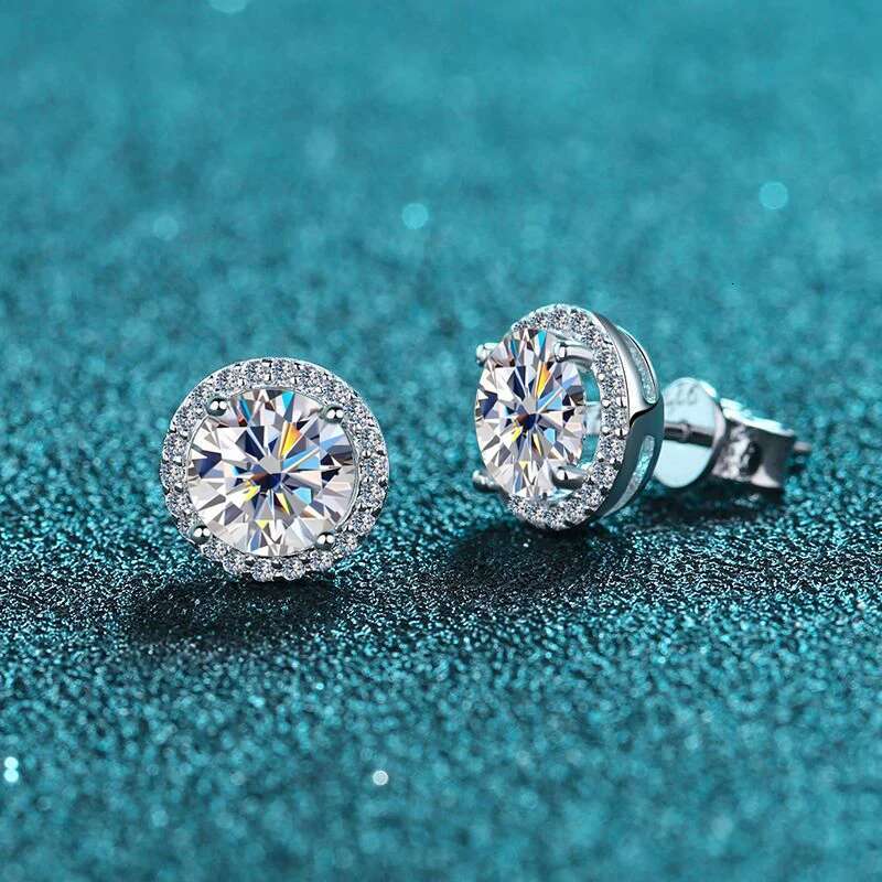 KNOBSPIN 1ct D Color Moissanite For Women Wedding Fine Jewely with GRA Sterg Sliver Plated White Gold Earring
