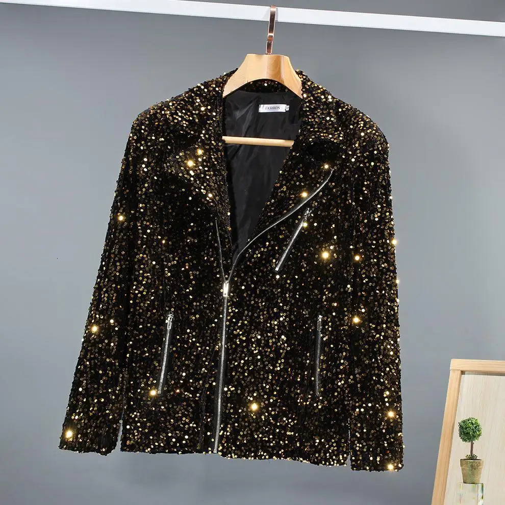 2023 Nightclub DJ Singer Stage Performance Glitter Jacket Mens Fashion Shining Set Collar Coat 250304