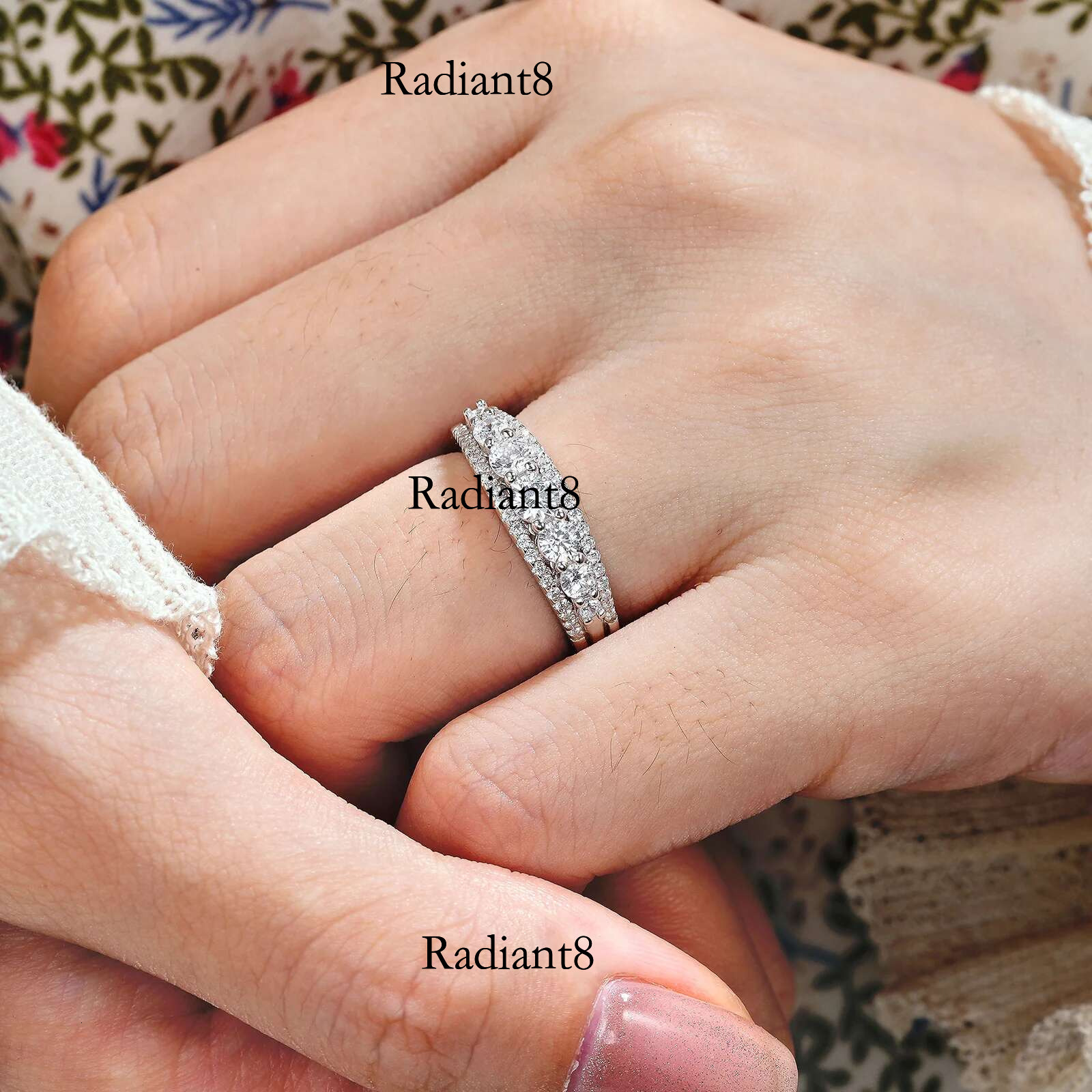 Newshe Sterg Sier Eternity Ring Wedding Band for Women 1.1ct Round White AAAAA Cz Size 4-13