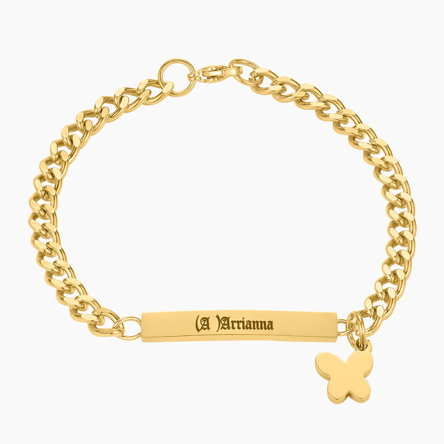 Customized carved name bracelet with baby and childrens style high-quality stainless steel 18K gold-plated commemorative jewelry gift 250304